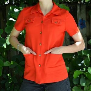 Vibrant burnt orange workwear inspired button down